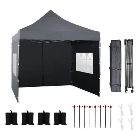 Aoodor 10' &times; 10' Commercial Instant Pop Up Canopy Tent, 3 Adjustable Heights,  Fully Waterproof Portable Gazebo Shelter, with Wheeled Bag image {9}
