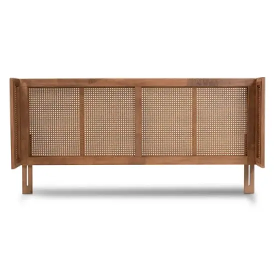 Rina Wood Wrap Around Headboard Ash Walnut - Baxton Studio image {1}