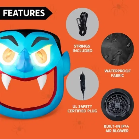 Joyfy 4.5 FT Halloween Inflatable Outdoor Decorations, Inflatable Scary Vampire with LEDs for Trunk or Treat Car Decorations, Outside Yard Lawn Decor image {6}