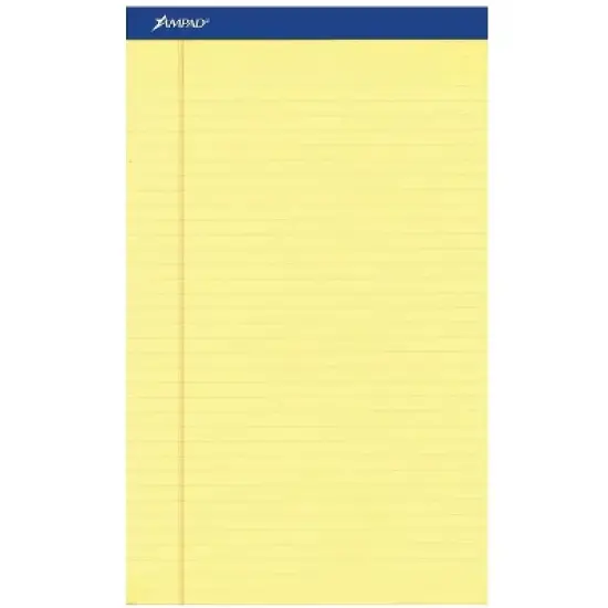Ampad Perforated Writing Pad 8 1/2 x 14 Canary 50 Sheets Dozen 20230 image {2}