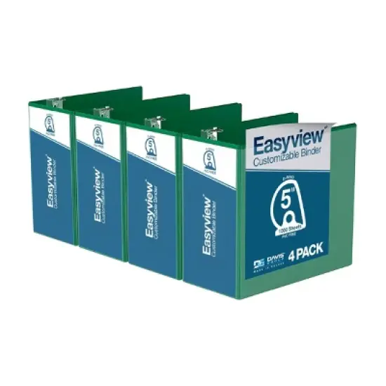 Davis Group 4pk 5" Premium Economy Angled D-Ring Binder Green: Easyview, 700 Sheet Capacity, 4in, Hard Cover, 2 Pockets image {8}