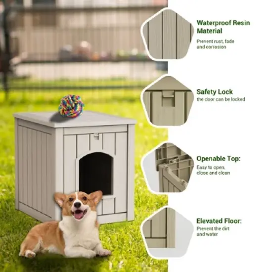 Decksplore All-Weather Resin Dog House Outdoor Shelter for Medium/Small Dogs image {5}