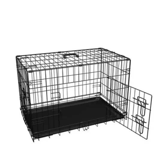 Foldable Metal Dog Enclosure with Divider and Leak-Proof Tray, Dual-Door Wire Cage for Indoor, Outdoor, and Travel Use image {9}