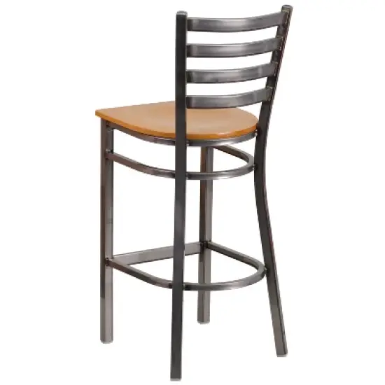 Flash Furniture Clear Coated Ladder Back Metal Restaurant Barstool image {6}