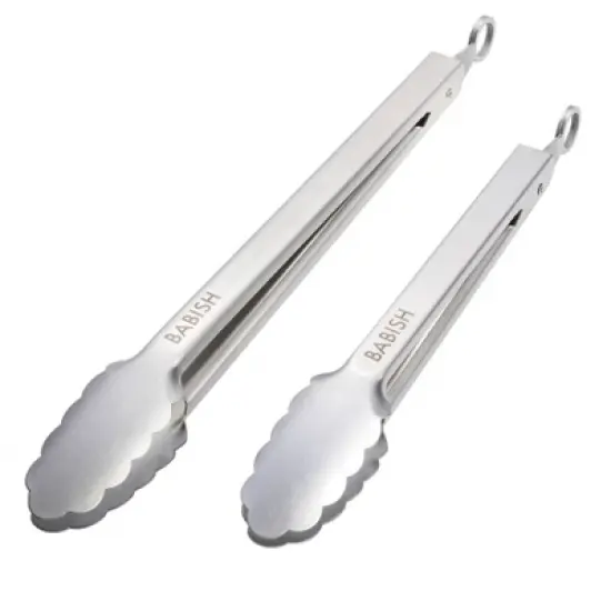 Babish 12&rdquo; & 9&rdquo; Locking Kitchen Tong Set, Stainless Steel image {3}