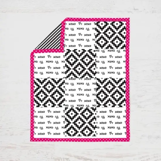 Bacati - Love  Black Fuschia 4 pc Crib Bedding Set with Diaper Caddy image {3}