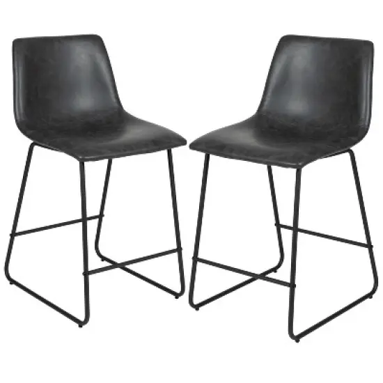Flash Furniture 24 Inch Commercial Grade LeatherSoft Counter Height Barstools, Set of 2 image {12}