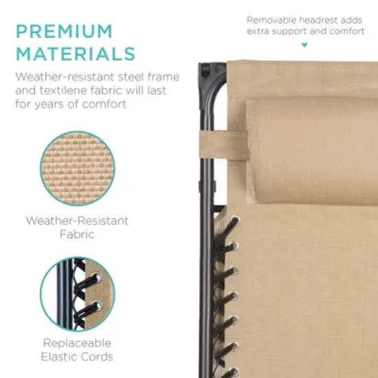 Best Choice Products Folding Zero Gravity Recliner Patio Lounge Chair w/ Canopy Shade, Headrest, Tray image {3}