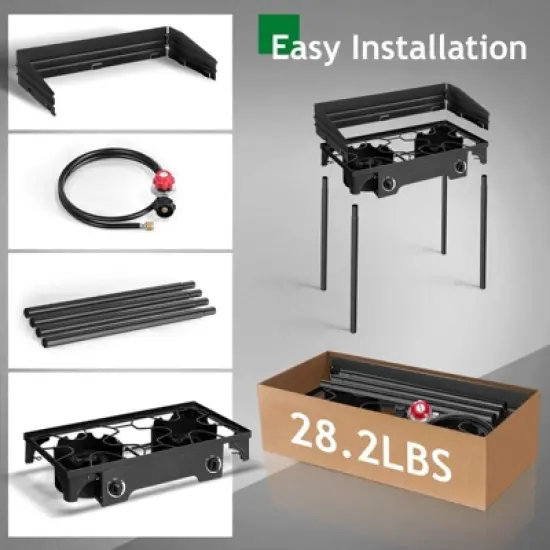 Winado 2 Burner High Pressure Propane Outdoor Stove with Windscreen image {2}