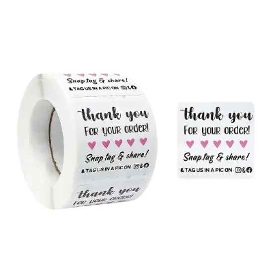 Wrapables Snap Tag & Share Small Business Thank You Stickers Roll, Sealing Stickers and Labels for Boxes, Envelopes, Bags and Packages (500pcs) image {5}