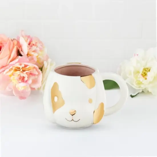 Pinky Up Penny Dog Mug, Ceramic Tea Mug, Tea Tumbler Cup, Dog Lover Gifts, Puppy Inspired Tea Cup, Gold Accents, 16oz image {9}