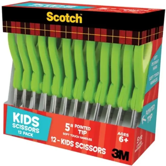 Scotch Soft Touch Pointed Kids Scissors, 5 Inches, Stainless Steel Blade, Pack of 12 image {2}