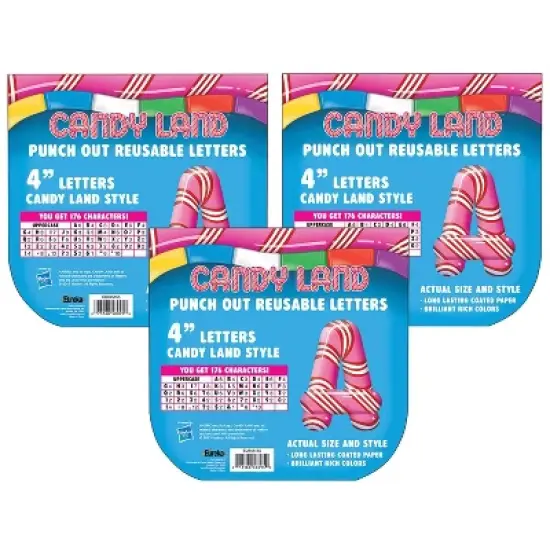 Eureka&reg; Candy Land&trade; Peppermint Stripe Deco 4" Letters, 176 Per Pack, 3 Packs image {2}