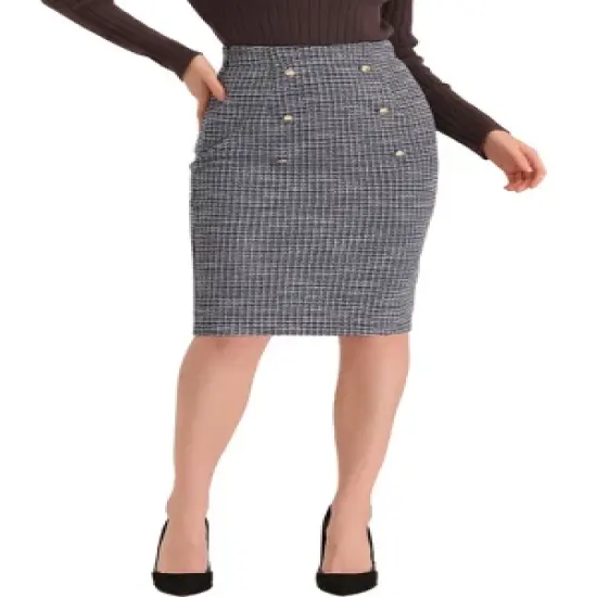 Allegra K Women's Pencil Tweed Winter Classic Skirts image {4}