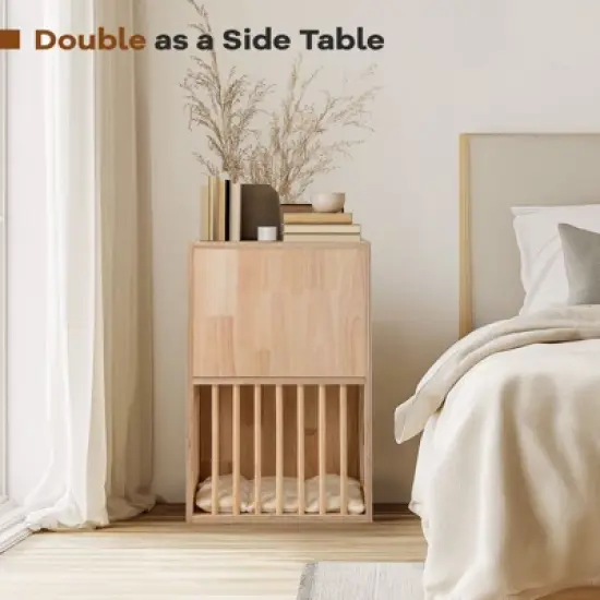 Tangkula 2-tier Wooden Cat Condo Indoor Symmetrical Cat House w/ Removable Cushions image {3}