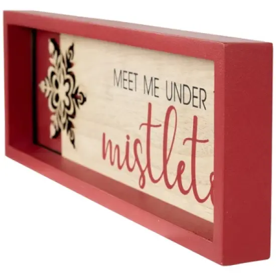 Northlight Framed "Meet Me Under the Mistletoe" Christmas Wall Decoration - 11.75" - Red image {4}