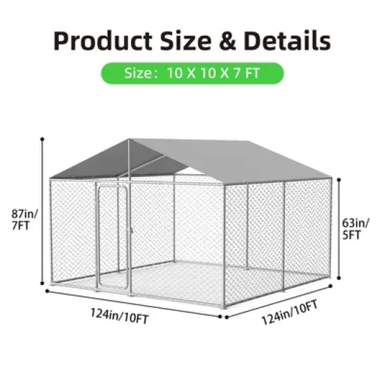 XBRIGH Outdoor Dog Kennel with Waterproof Cover,UV-Resistant Roof and Secure Locking Mechanism for Large Dogs,Durable Metal Enclosure image {6}