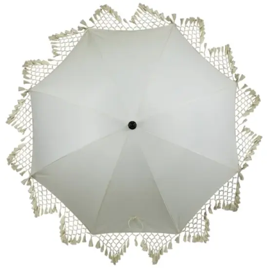 Northlight Outdoor Macrame Boho Beach Market Umbrella with Tilt - 6.5' - Cream image {4}