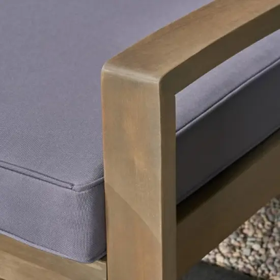 Grenada 2pc Acacia Wood Patio Chat Set - Gray/Dark Gray - Christopher Knight Home image {3}