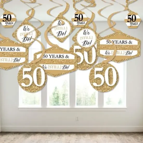 Big Dot of Happiness We Still Do - 50th Wedding Anniversary - Anniversary Party Hanging Decor - Party Decoration Swirls - Set of 40 image {2}