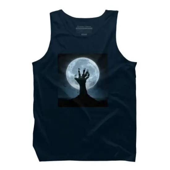 Men's Design By Humans Halloween! Zombie Hand Reaching from Grave T-Shirt By EBCD Tank Top image {6}