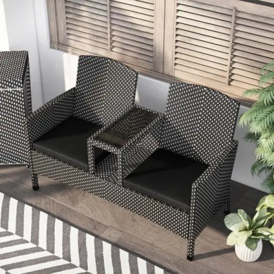 2pc Maksville Aluminum Patio Loveseat & Trash Can - miBasics
 image {4}