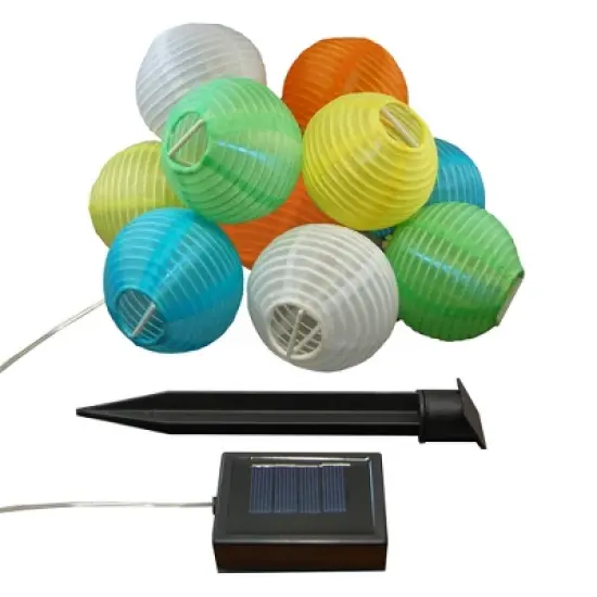 LumaBase Solar-Powered String Lights with 10 Nylon Lanterns image {5}
