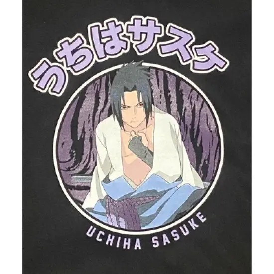 Naruto Shippuden Sasuke Uchiha Close Up Men's Black Sweatshirt image {1}