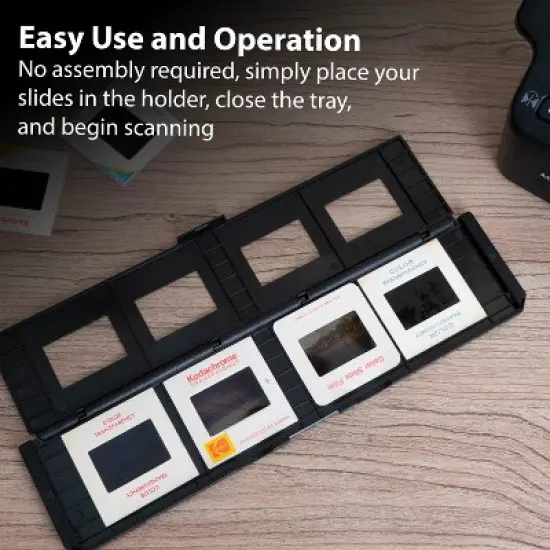Magnasonic Long Tray Slide Film Holder for 35mm Compatible Film Scanners, Holds 4 Slides, Easy to Use - Set of 3 - Black image {4}