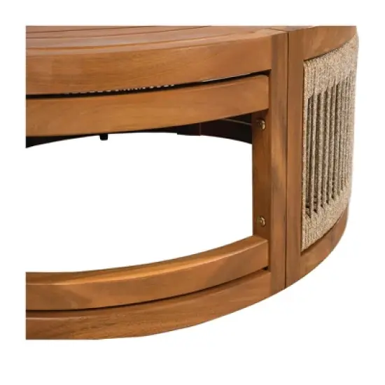 ORRD 27.95" Acacia Wood Outdoor Coffee Table - Handwoven Rope Boho Patio Table image {4}