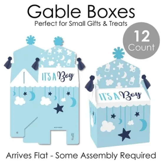 Big Dot of Happiness It's a Boy - Treat Box Party Favors - Blue Baby Shower Goodie Gable Boxes - Set of 12 image {4}