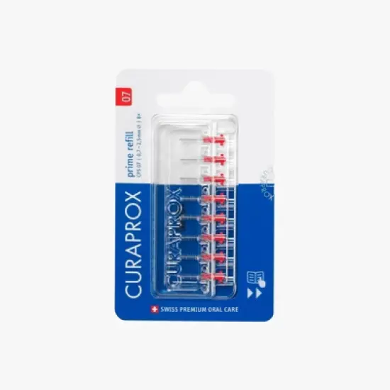 Curaprox CPS 07 Prime Refill Red, 8-Pack Interdental Brushes for Gentle Cleaning of Tight Gaps image {7}