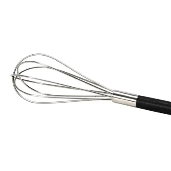 Storied Home Stainless Steel Whisk with Mango Wood Handle and Leather Tie, Black image {3}