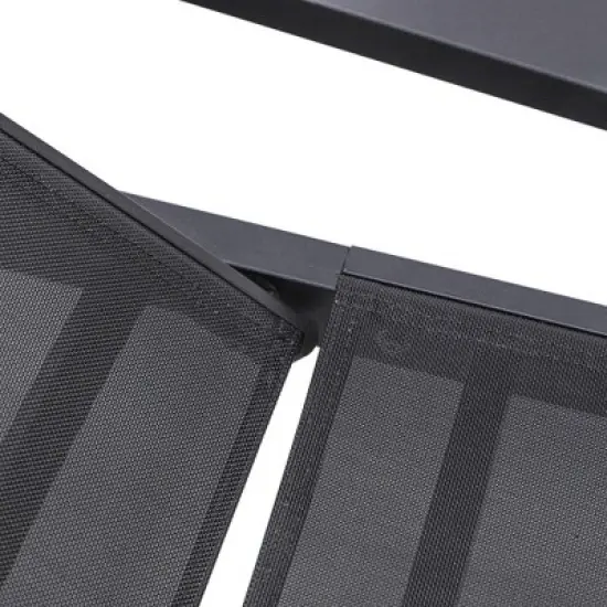 LeisureMod Marlin Patio Sling Chaise Lounge Chair With Arms in Black Aluminum image {10}