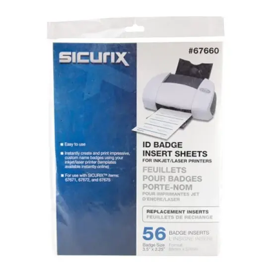 SICURIX Printable Badge Inserts, 3-1/2" x 2-1/4", 56 Per Pack, 5 Packs image {4}