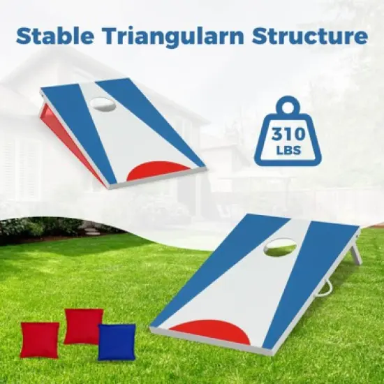Costway 3 x 2 FT Cornhole Board Set with Foldable Legs & Side Handle 8 Bean Bags Included image {5}
