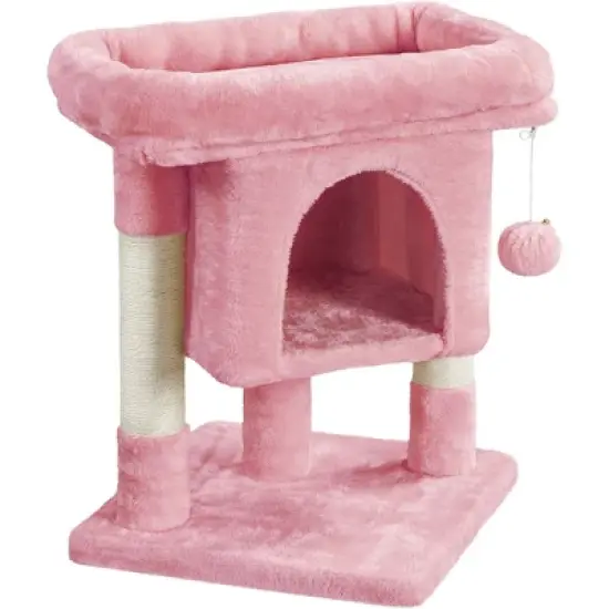 Yaheetech 23.5" Small Cat Tree Condo with Plush Perch image {10}