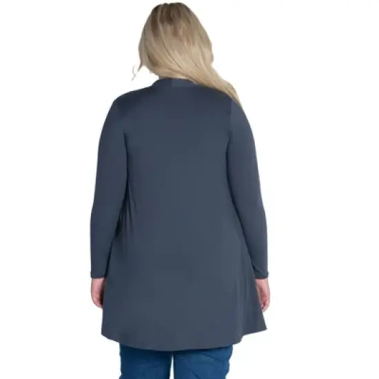Womens Plus Size Long Sleeve Mid Thigh Open Front Cardigan image {2}