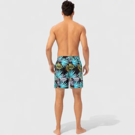 Anna-Kaci Active Men's Tropical Print Swim Trunks with Elastic Waistband and Side Pockets image {5}