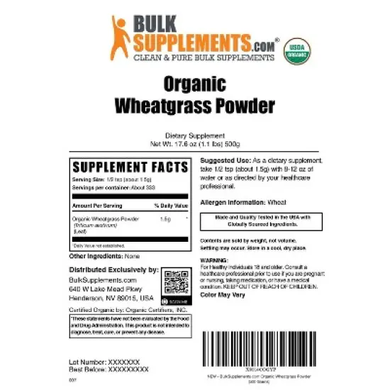 BulkSupplements Organic WheatGrass Powder image {5}