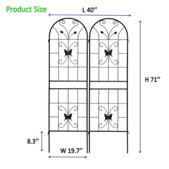 Lirago Blac 2 pieces Weatherproof Multi-functional Outdoor Screen-Laser-Cut Galvanized Steel Panelk 70.86"Hx19.68"Wx0.51"D image {6}
