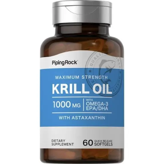 Piping Rock Krill Oil Supplement | 1000 mg | 60 Softgels image {1}