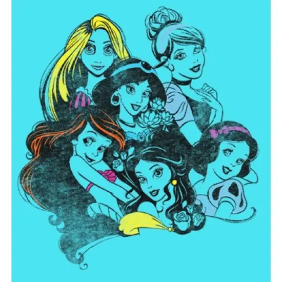 Girl's Disney Princesses Sketches Crop T-Shirt image {1}