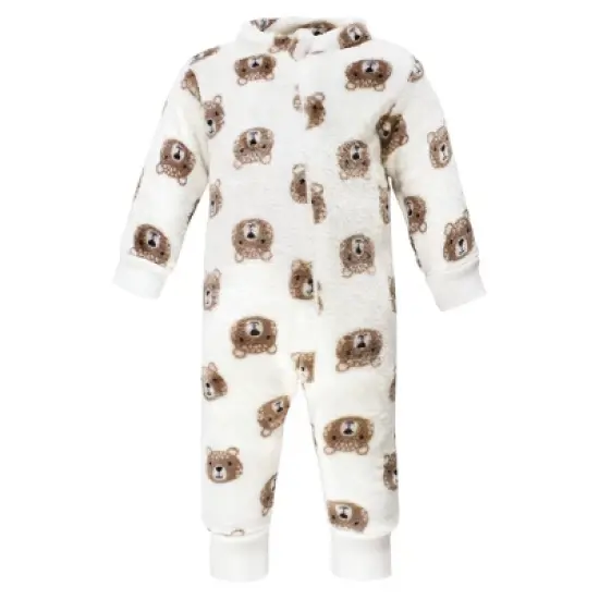 Hudson Baby Infant Boy Plush Jumpsuits, Brown Bear image {2}