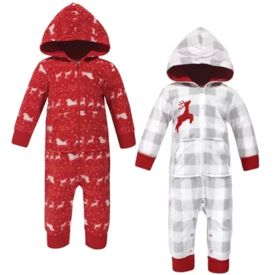 Hudson Baby Infant Fleece Jumpsuits, Coveralls, and Playsuits 2pk, Santas Sleigh image {3}