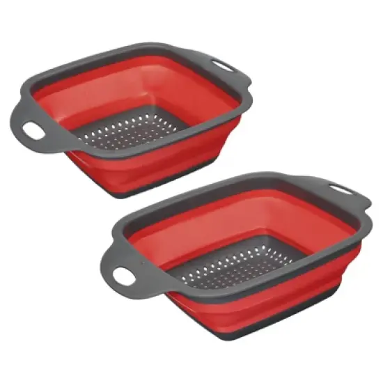 Unique Bargains Collapsible Colander Set Square Foldable Food Strainer with Handle Space Saving Design image {6}