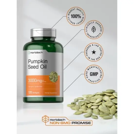 Horb&auml;ach Pumpkin Seed Oil | 3000mg | 120 Softgel Capsules image {4}
