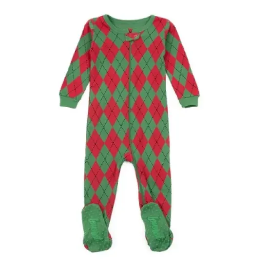 Leveret Footed Cotton Argyle Christmas Pajamas image {2}