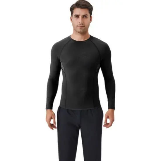 Anna-Kaci Active Men's Long Sleeve Compression Shirt with Stretch Fit and Athletic Seam Detailing image {1}