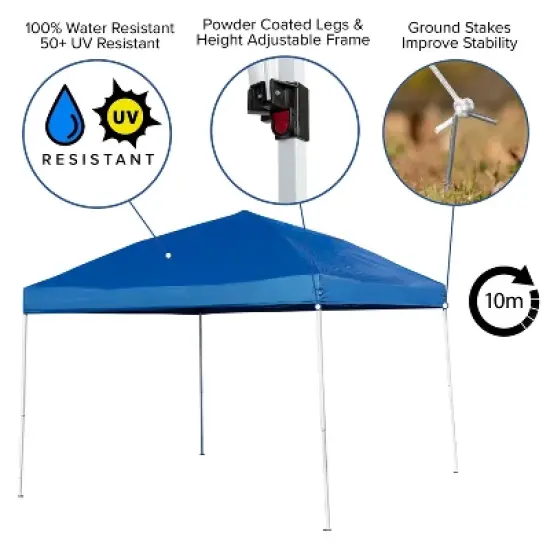 Flash Furniture 10'x10' Pop Up Event Canopy Tent with Carry Bag and Folding Bench Set - Portable Tailgate, Camping, Event Set image {5}